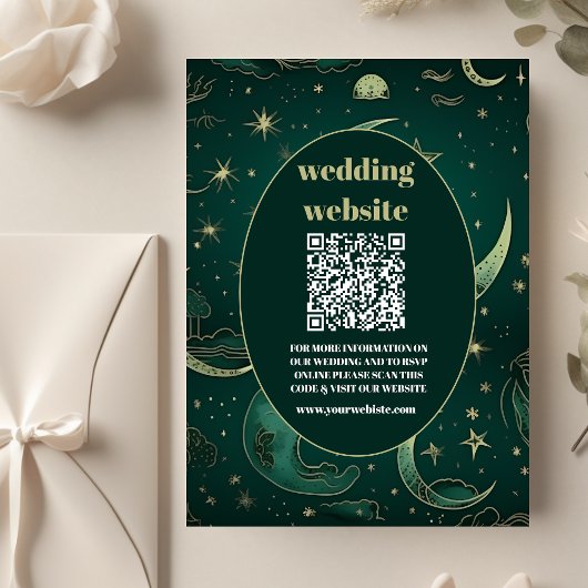 qr code Emerald Groen Goud Hemelse Bruiloft Informatiekaartje