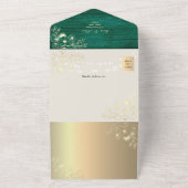 QR Code Emerald Rustic Gold Lights Wedding All In One Uitnodiging (Buitenkant)