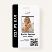 QR Code Employee Photo Black Badge (Devant)