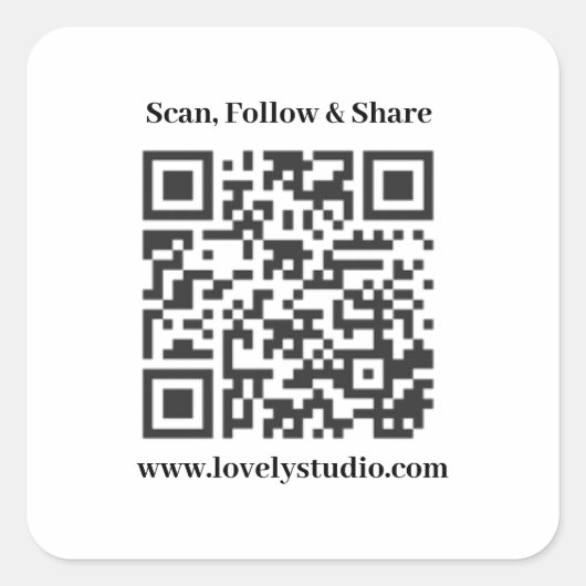 QR-code en aangepaste jouw tekst-stickers Vierkante Sticker (Voorkant)