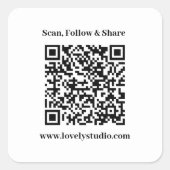 QR-code en aangepaste jouw tekst-stickers Vierkante Sticker (Voorkant)