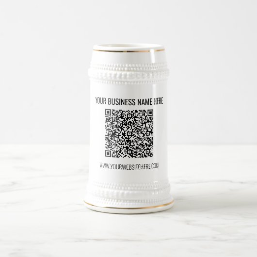 QR-code en aangepaste professionele tekst op maat Bierpul (Center)