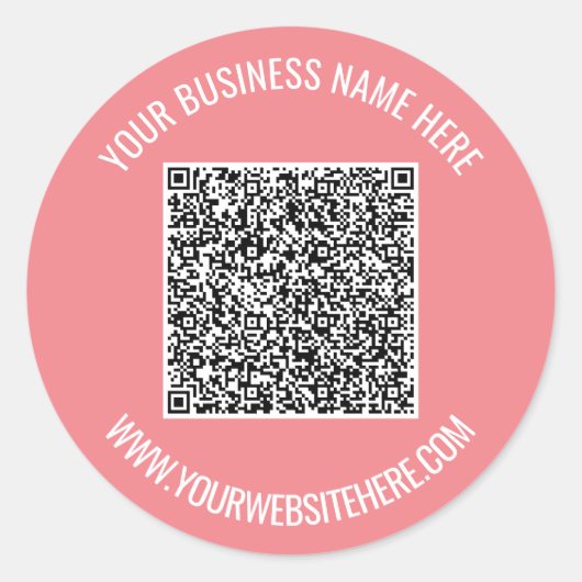 QR-code en aangepaste professionele tekst op maat Ronde Sticker (Voorkant)