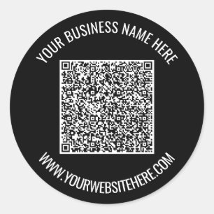 QR-code en aangepaste professionele tekst op maat Ronde Sticker