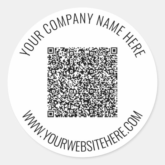 QR-code en aangepaste professionele tekst op maat Ronde Sticker (Voorkant)