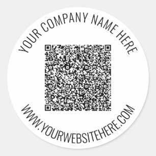 QR-code en aangepaste professionele tekst op maat Ronde Sticker