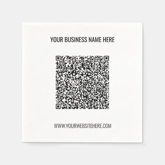 QR-code en aangepaste professionele tekst op maat Servet (Voorkant)