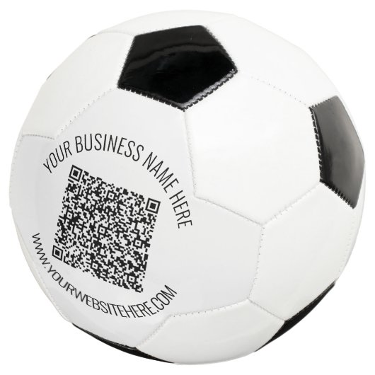 QR-code en aangepaste professionele tekst op maat Voetbal (Drie kwart)