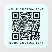 QR-code en aangepaste tekst boven de onderste lich Raamsticker (Vel)