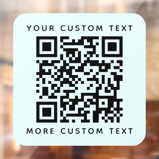 QR-code en aangepaste tekst boven de onderste lich Raamsticker