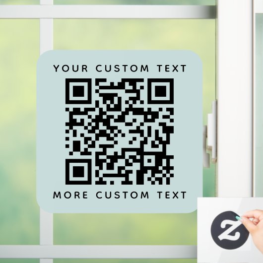 QR-code en aangepaste tekst boven de onderste lich Raamsticker (Huis)