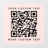 QR-code en aangepaste tekst boven en onder wazige  Raamsticker (Vel)