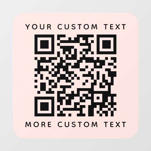 QR-code en aangepaste tekst boven en onder wazige Raamsticker (Vel)