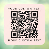 QR-code en aangepaste tekst boven en onder wazige  Raamsticker (Vel 3)