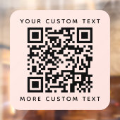 QR-code en aangepaste tekst boven en onder wazige  Raamsticker (Vel 2)