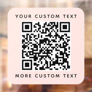 QR-code en aangepaste tekst boven en onder wazige  Raamsticker