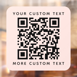 QR-code en aangepaste tekst boven en onder wazige  Raamsticker