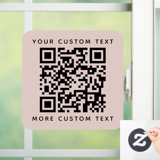 QR-code en aangepaste tekst boven en onder wazige Raamsticker (Huis)