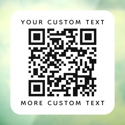 QR-code en aangepaste tekst boven- en onderste sja Raamsticker (Vel 3)