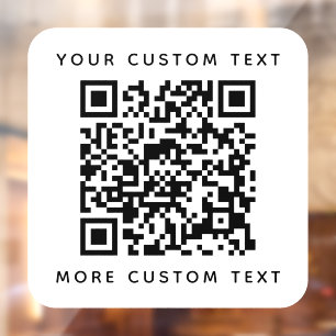 QR-code en aangepaste tekst boven- en onderste sja Raamsticker