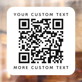 QR-code en aangepaste tekst boven- en onderste sja Raamsticker