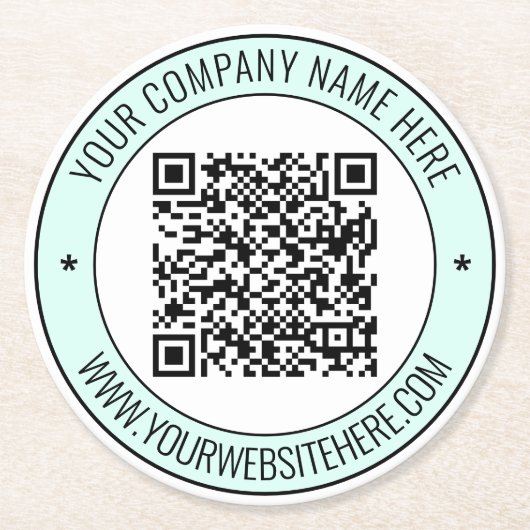 QR Code en Aangepaste Tekst Gepersonaliseerd Papie Ronde Kartonnen Onderzetter (Voorkant)