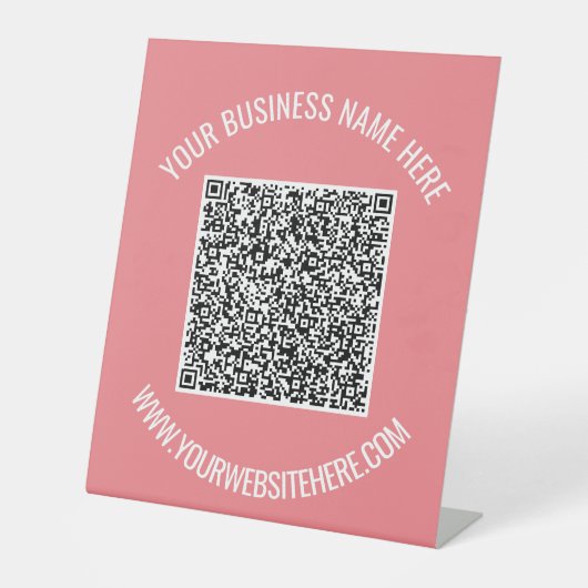 QR-Code en Aangepaste Tekst Gepersonaliseerd voets Reclamebord Met Voetstuk (Voorkant)