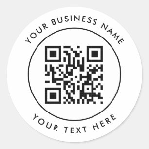 QR-code en aangepaste tekst gepersonaliseerd wit Ronde Sticker