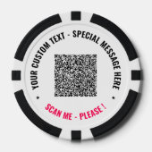 QR Code en Aangepaste Tekst Gepersonaliseerde Pook Poker Chips (Voorkant)