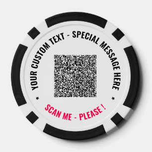 QR Code en Aangepaste Tekst Gepersonaliseerde Pook Poker Chips