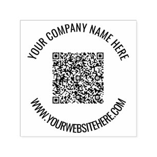 QR-code en aangepaste tekst gepersonaliseerde rond Zelfinktende Stempel