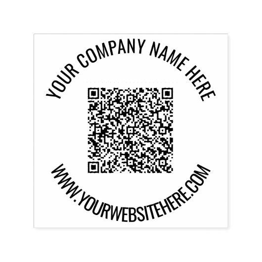 QR-code en aangepaste tekst gepersonaliseerde rond Zelfinktende Stempel (Design)