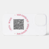 QR-code en aangepaste tekst iPhone Case Hoesje (Achterkant horizontaal)
