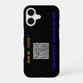 QR Code en Aangepaste Tekst iPhone Case Kies Kleur 16 Hoesje (Achterkant)