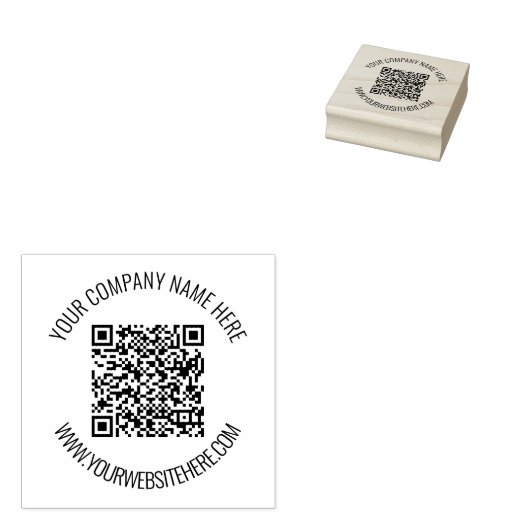 QR-code en aangepaste tekst op maat Rubberstempel (Gestempeld)