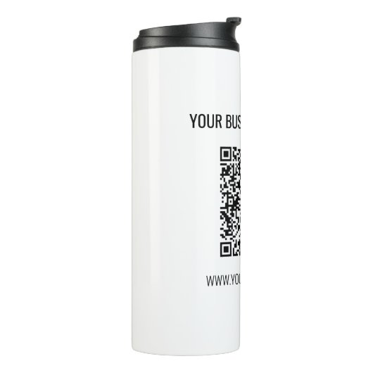 QR-code en aangepaste tekst Professional Modern Thermosbeker (Gedraaid links)
