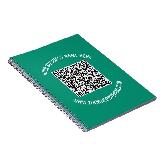 QR-code en aangepaste tekst promotioneel modern Notitieboek (Rechterzijde)