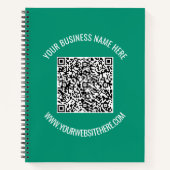 QR-code en aangepaste tekst promotioneel modern Notitieboek (Voorkant)