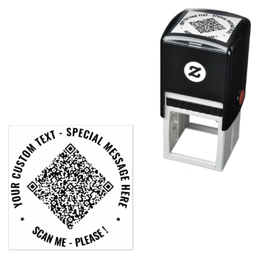 QR Code en Aangepaste Tekst Ronde Zelfinkkend Stem Zelfinktende Stempel (In situ)