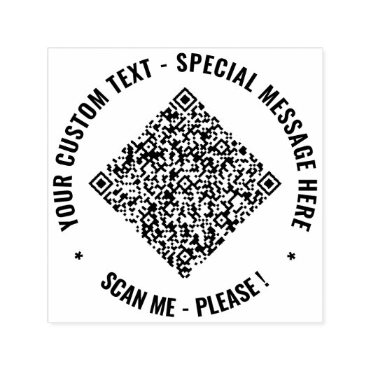 QR Code en Aangepaste Tekst Ronde Zelfinkkend Stem Zelfinktende Stempel (Design)