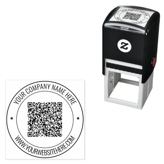 QR Code en Aangepaste Tekst Ronde Zelfstandige Ste Zelfinktende Stempel (In situ)