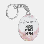 QR-code en aangepaste tekst Sleutelhanger (Voorkant Links)