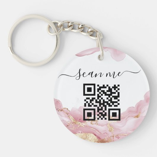 QR-code en aangepaste tekst Sleutelhanger (Voorkant)