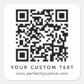 QR-code en aangepaste tekst Square Sticker (Voorkant)