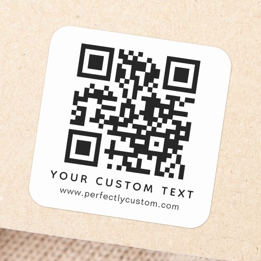QR-code en aangepaste tekst Square Sticker