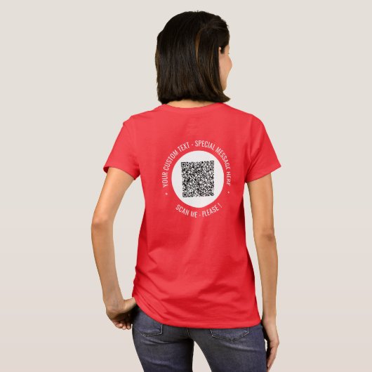 QR Code en aangepaste tekst T-shirt gepersonalisee (Achterkant volledig)