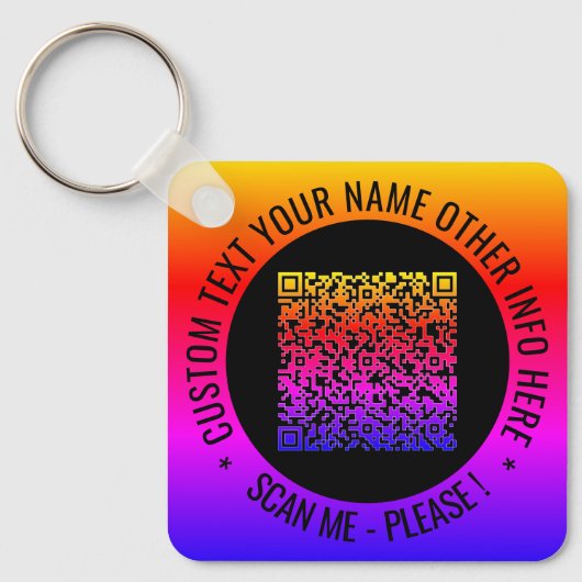QR-code en aangepaste tekst Uw gepersonaliseerde S Sleutelhanger (Voorkant)
