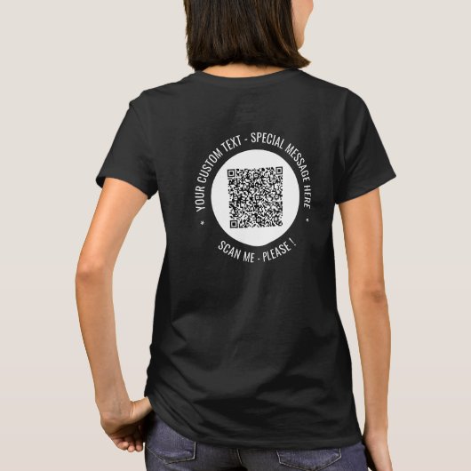 QR Code en Aangepaste Tekst Uw T-Shirt Kies Kleure (Achterkant)