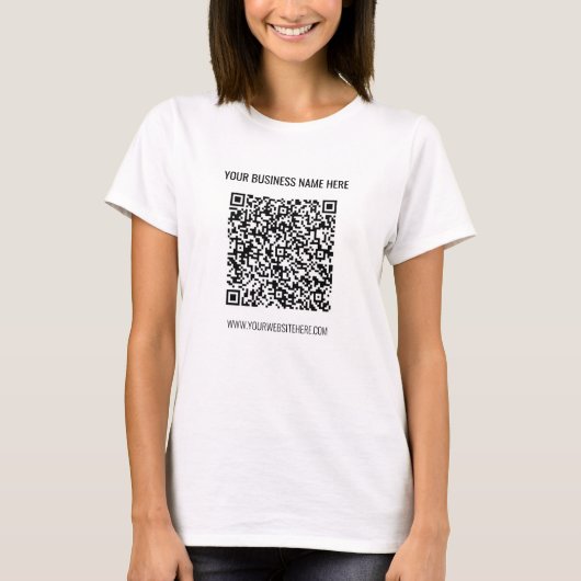 QR-code en aangepaste tekst uw zakelijke T-shirt c (Voorkant)