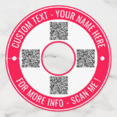 QR-code en aangepaste tekst wijnglas Label uw kleu (Voorkant)